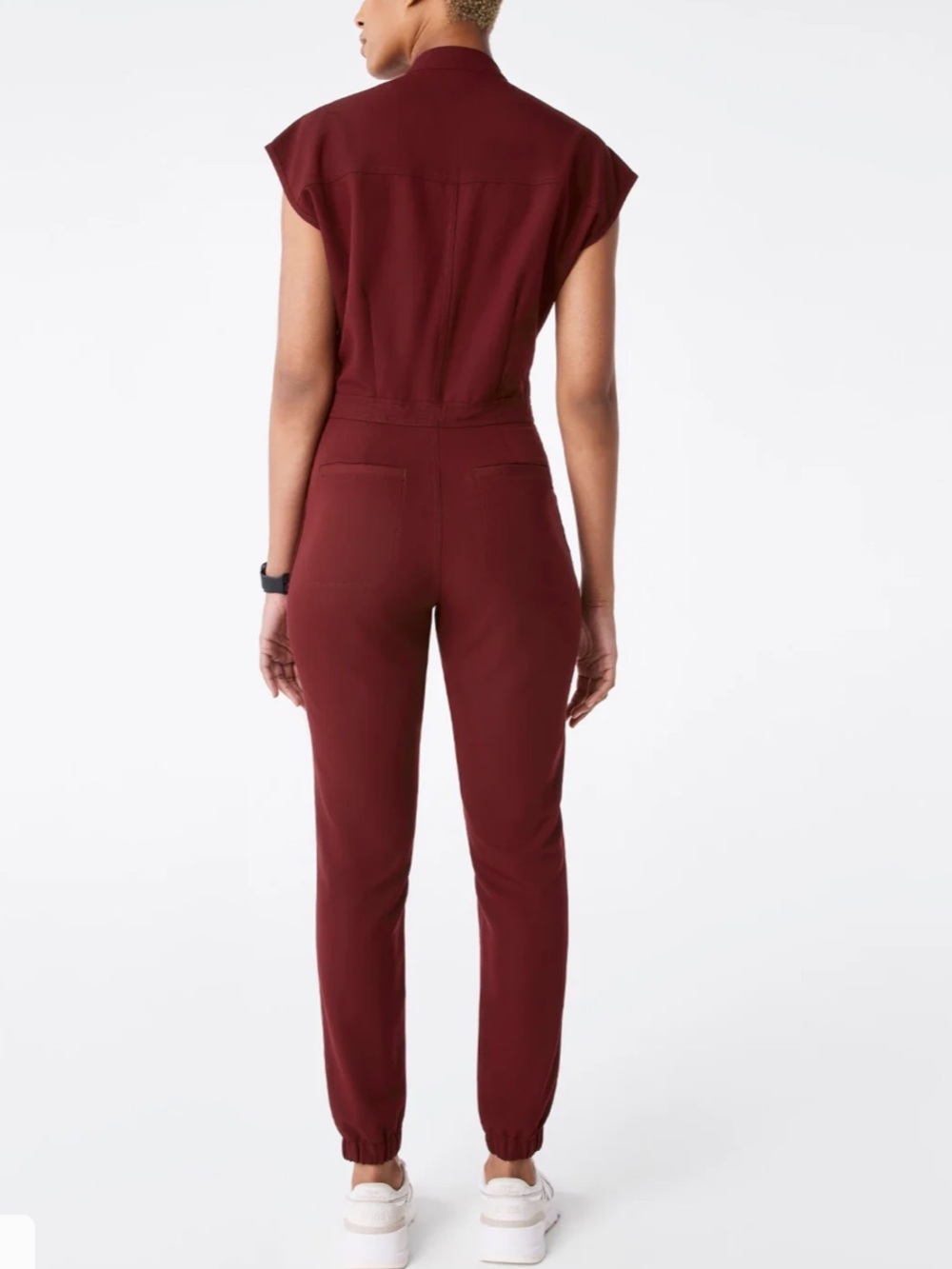 FIGS Rafaela Jogger Scrubs Burgundy Jumpsuit - Picture 2 of 8